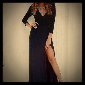 Lulu's Garden District Navy Blue Wrap Maxi Dress